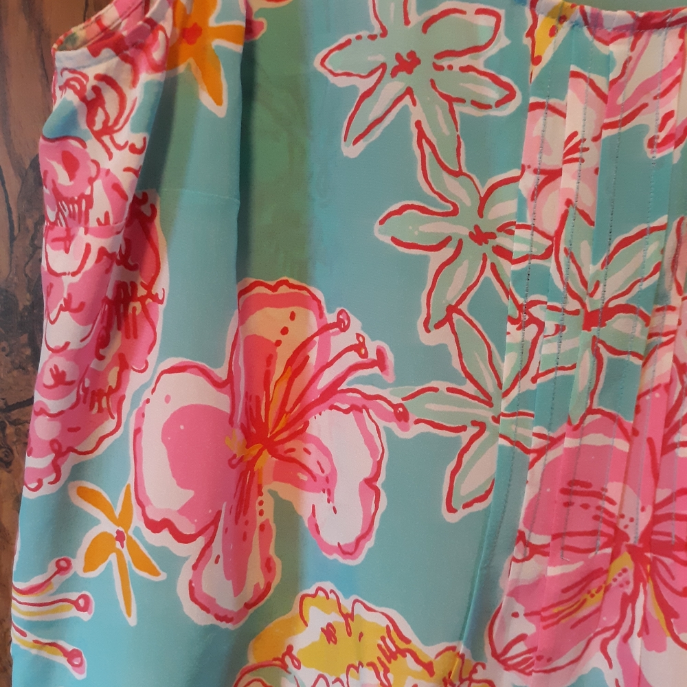 Lilly Pulitzer Tropical Floral Scoop Tank — Pink, Teal & Yellow - Picture 3 of 5